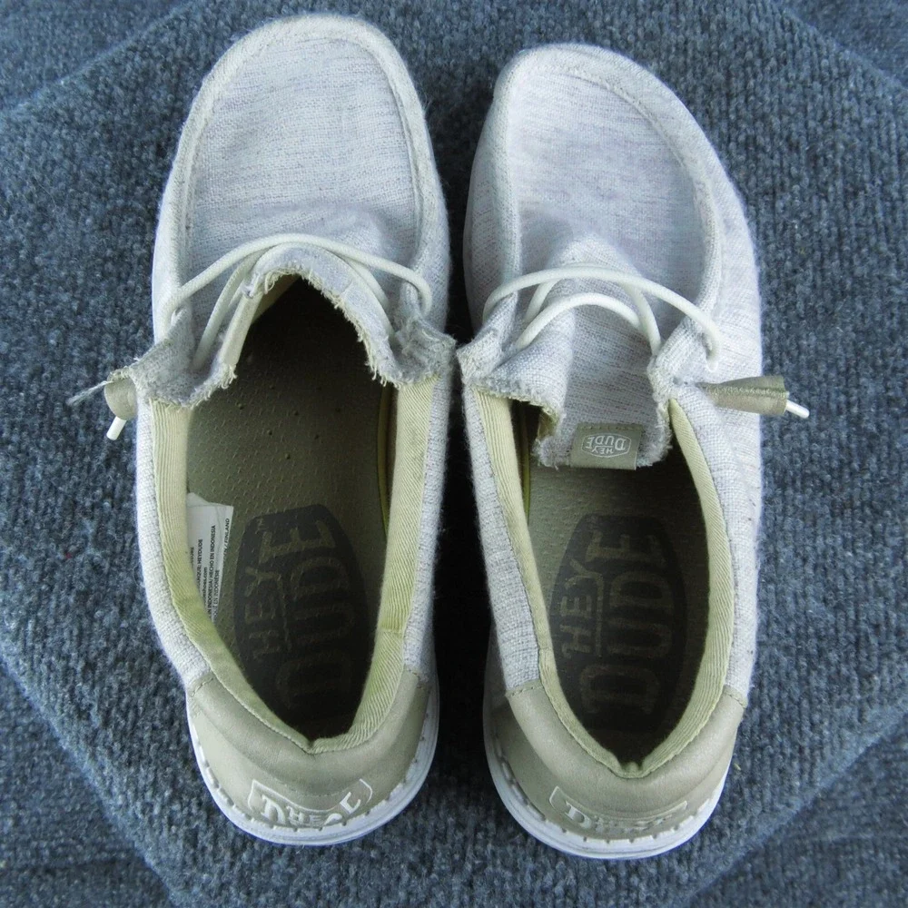 Hey Dude Wally Ascend Woven Ivory Coast‎ Men Slip-On Size 8 Medium Gray Fabric